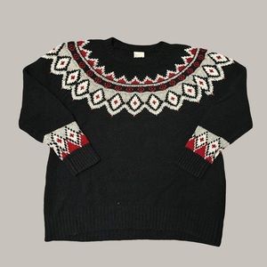 Vintage 90s Black White and Red Blair Winter Patterned Crewneck Sweater
